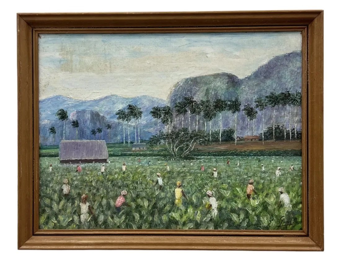 Cuban Impressionist Landscape, Signed: Oil on canvas 23.5 x 18.5 in