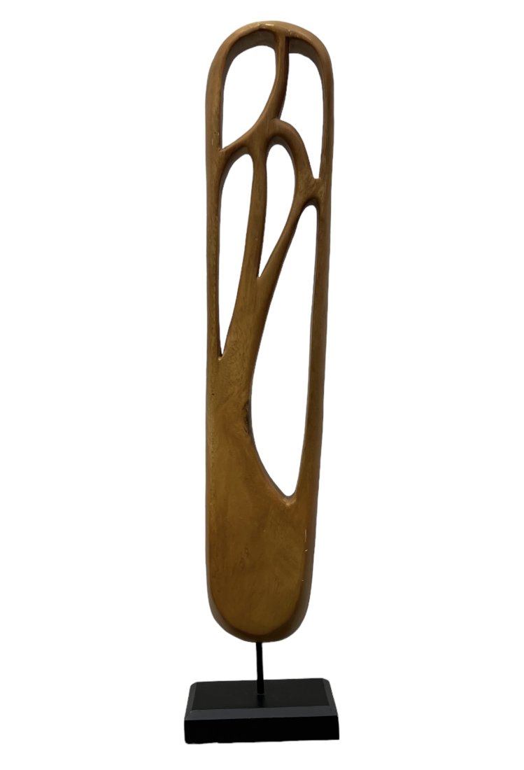 PALECEK Mid-Century Modern Wood Sculpture: 26 x 6 x 3 in