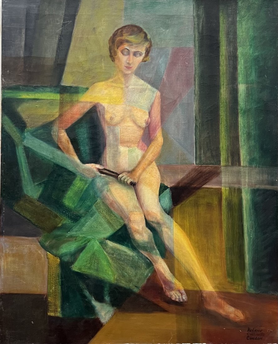 HELENE CALICOTTE CONDON (20th c, American) Mid-Century Cubist Nude: Oil on canvas 24 x 30 in