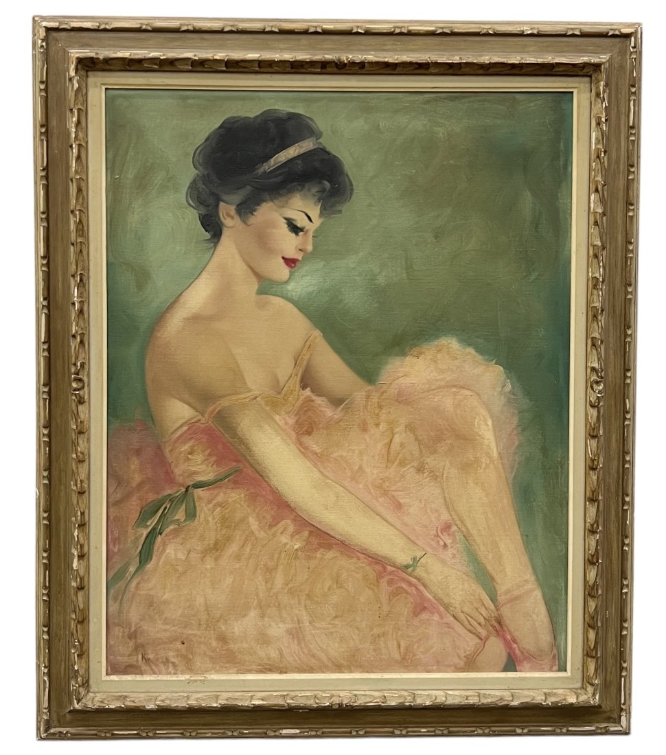 Early 20th Century Art Deco Painting Of A Woman, Signed, Possibly Hungarian: Oil on canvas 30 x 24 in, 37 x 31 in (framed)