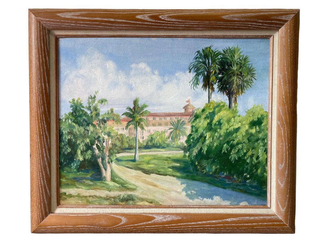 Vintage Florida Impressionist Painting Of St. Augustine: Oil on canvas 20 x 16 in, 24.5 x 20.75 in (framed)