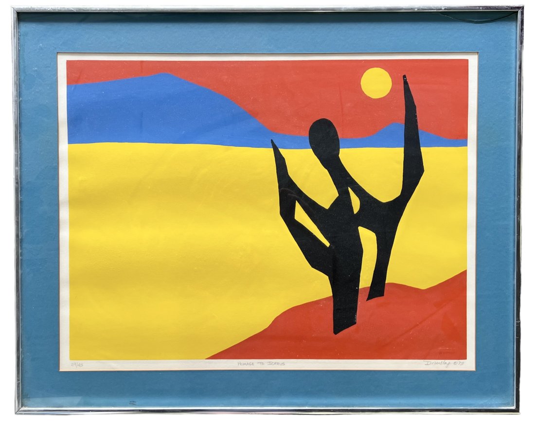 Mildred Dienstag American Modernist Landscape 1975 Serigraph: 23 3/4 x 17 3/4 in, 30 x 24 in (framed)