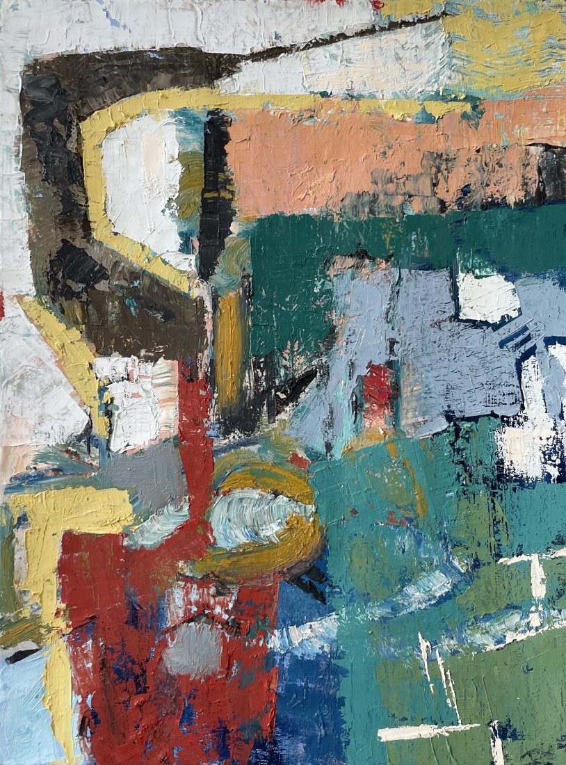 Contemporary Abstract Expressionist Painting, Unsigned: Oil on canvas 12 x 16 in