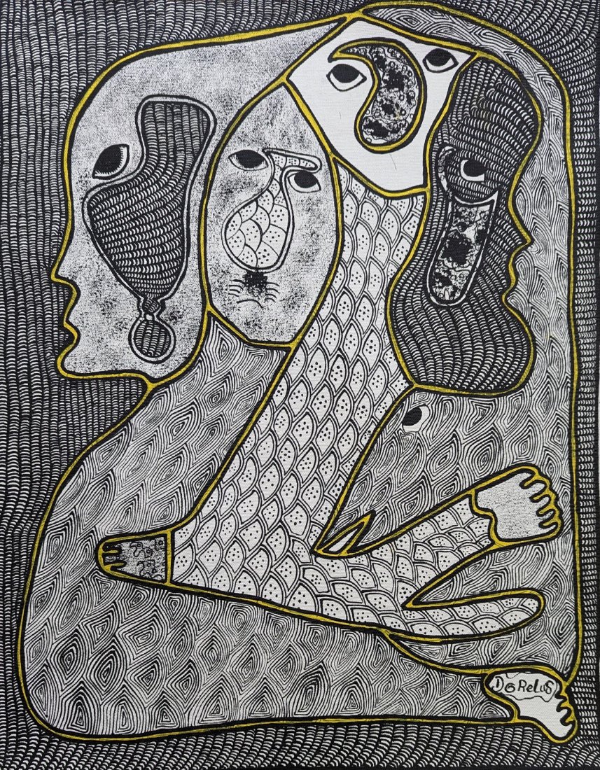 FRANTZ DORELUS (b. 1974, Haiti) Abstract: Acrylic on canvas 20 x 16 in