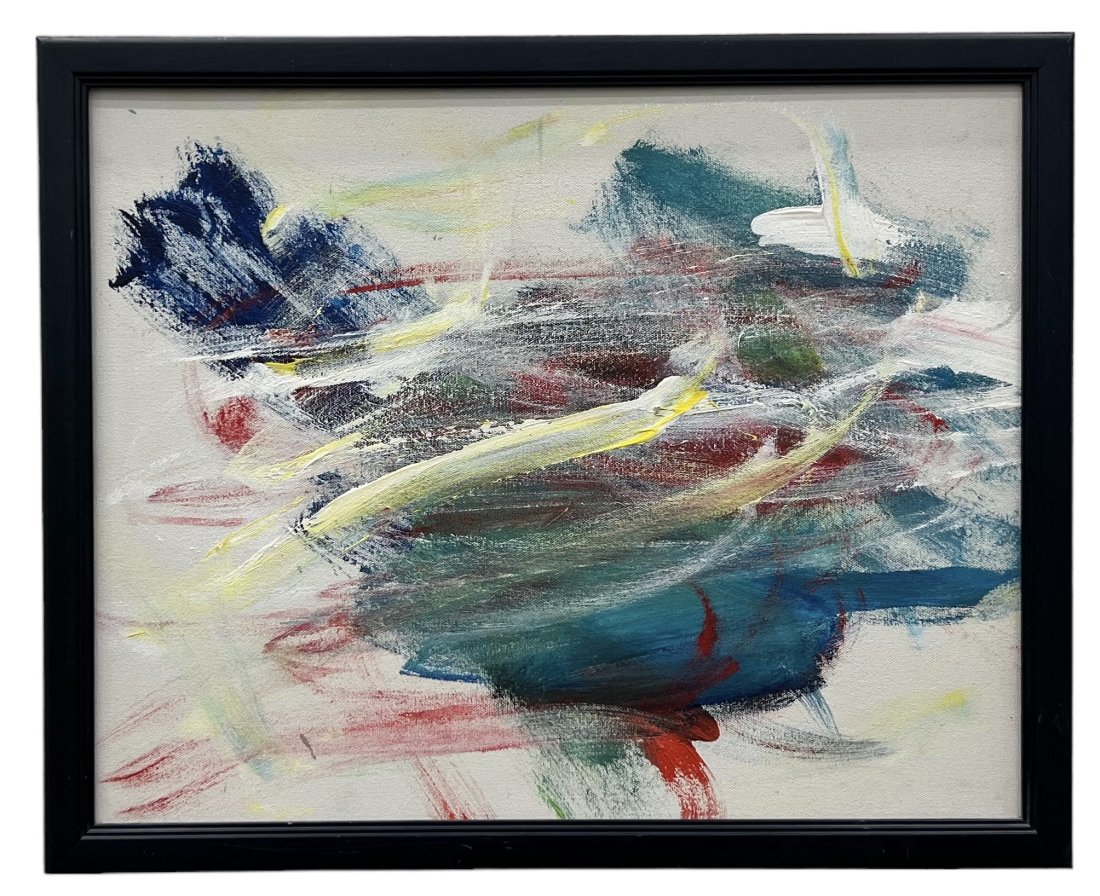 Contemporary Abstract Painting, Unsigned: Oil on canvas 20 x 16 in, 22 x 18 in (framed)