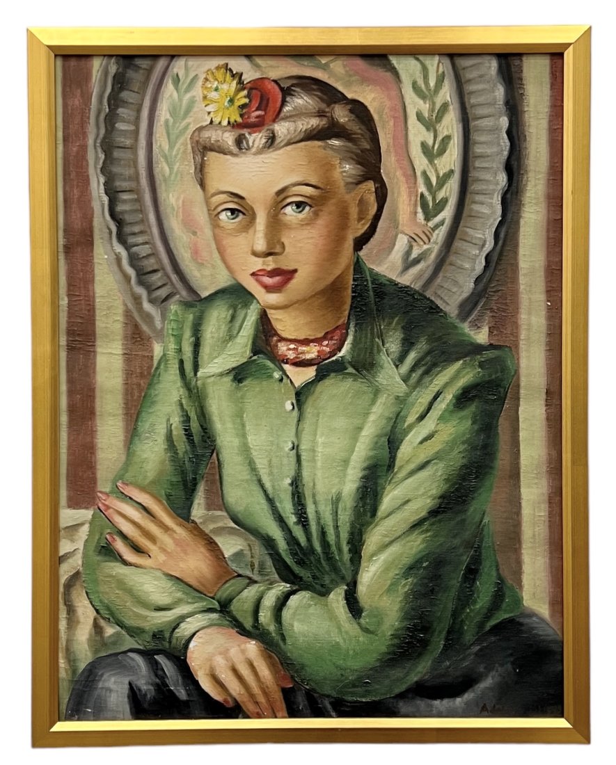 ADELAIDE BRIGGS (20th c, American) Black Portrait: Oil on canvas 28 x 21.5 in, 30 x 23.5 in