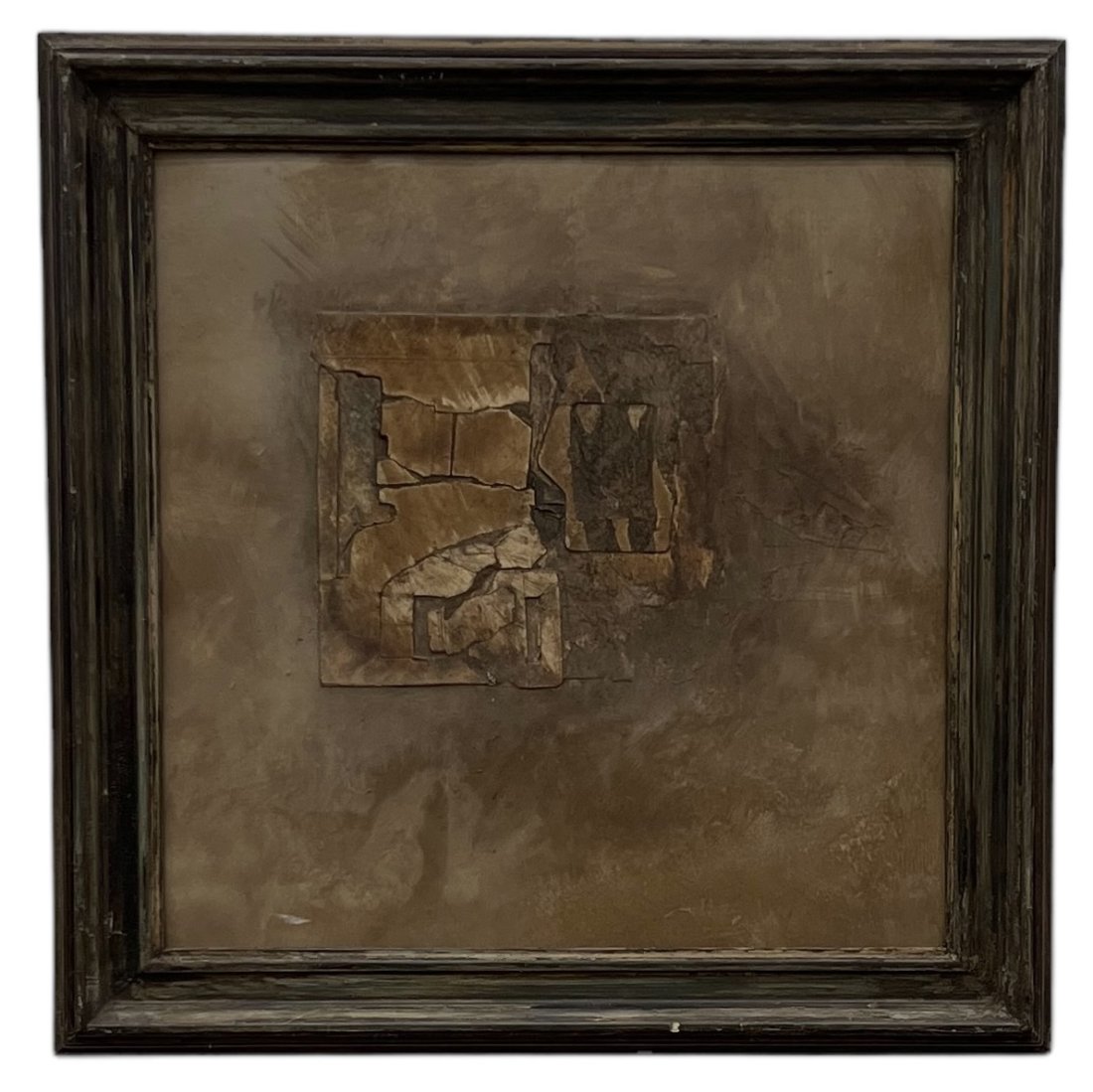 FELIPE R. LUQUE (b. 1946, Spain) "Wall", 1983: Mixed media on board 19 x 19 in, 23.5 x 23.5 in (framed)