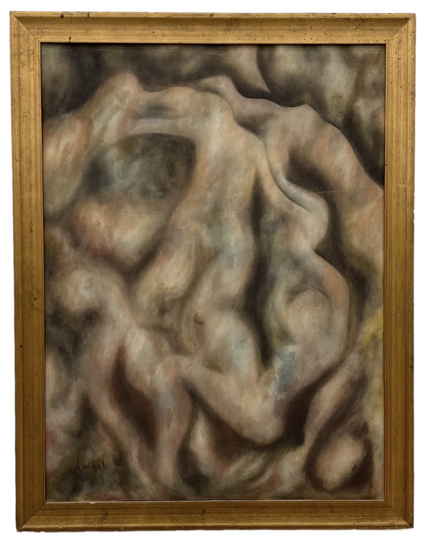 ANIBAL RODRIQUIEZ ARCOS Cuban Biomorphic Abstract "Almas Sobrevivientes": Oil on canvas 30 x 40 in