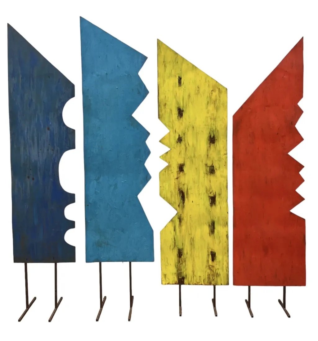 JOEL HOTCHKISS (20th c, American) Set Of 4 Life Size Metal Sculptures 1980's (73 x 17"): Massachusetts artist. Size 73 x 17 (largest one)