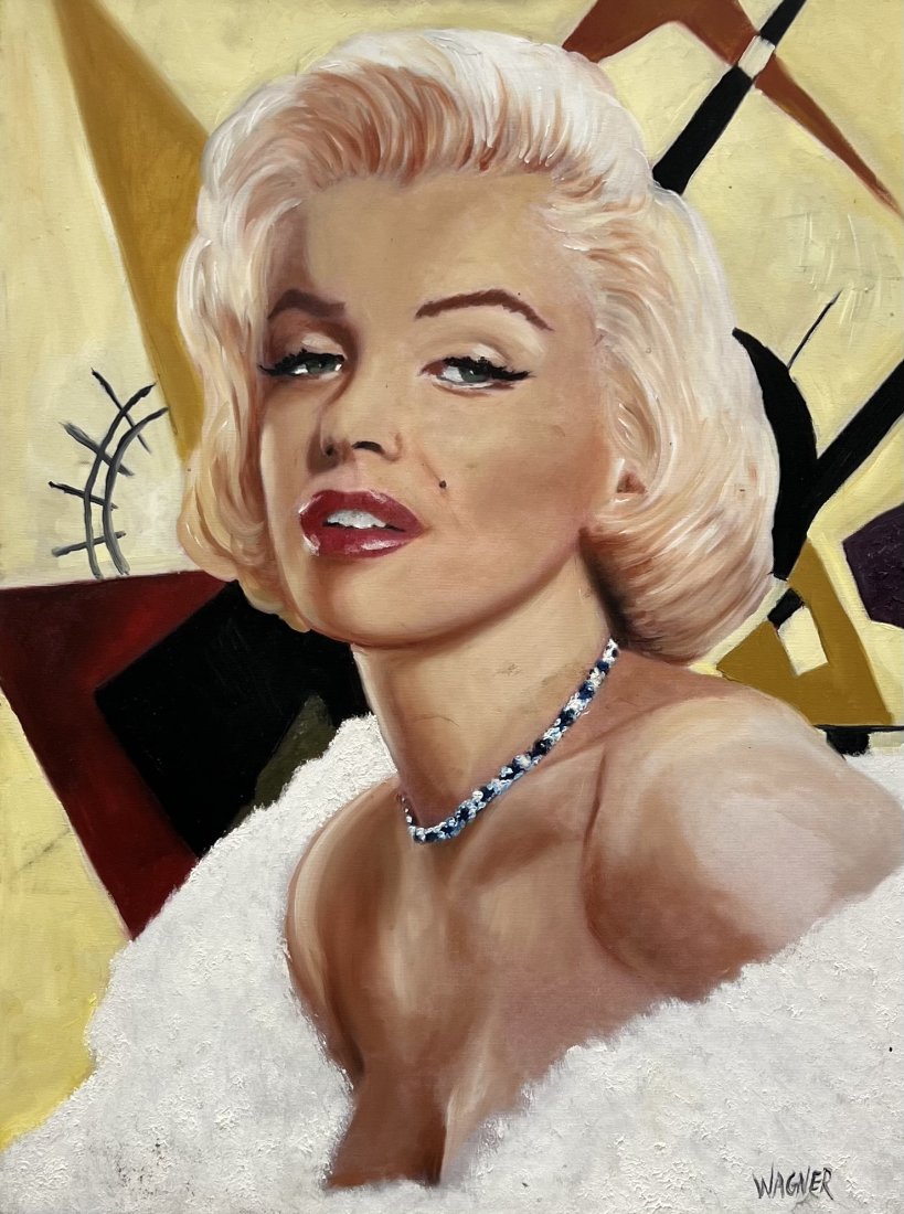 Marilyn Monroe Pop Art Portrait, Signed: Oil on canvas 20 x 16 in