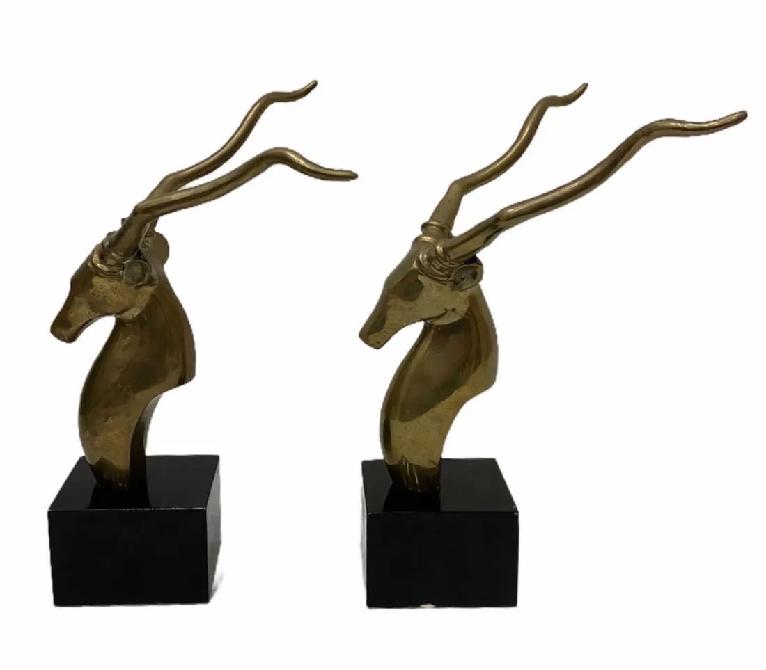 Mid-Century Modern Gazelle Bookends: 10 x 7 x 5.5 in
