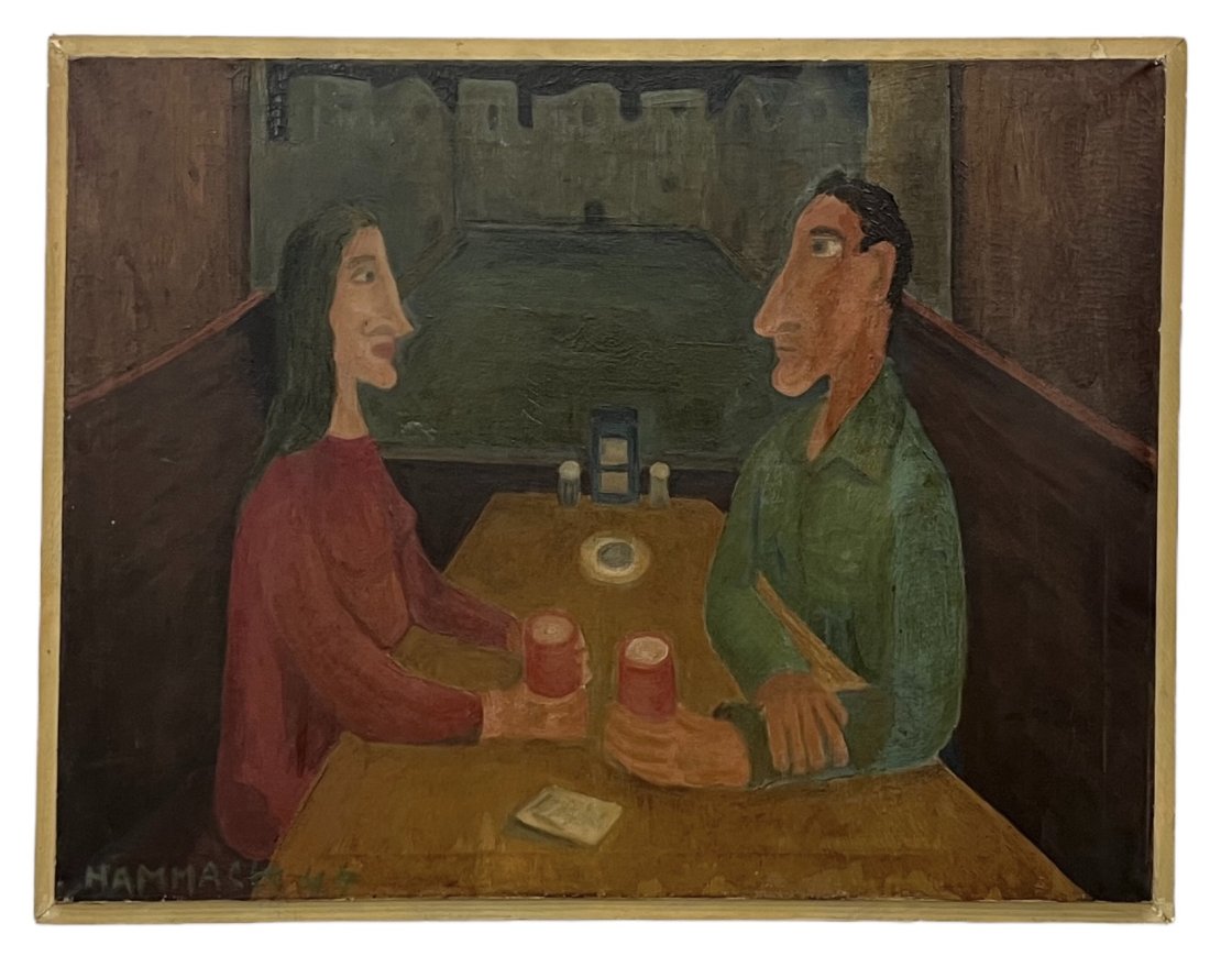 JACK HAMMACK (1925-1990, American) Restaurant Scene 1945, Oregon Artist: Oil on canvas 36 x 28 in, 38 x 30 in (framed).