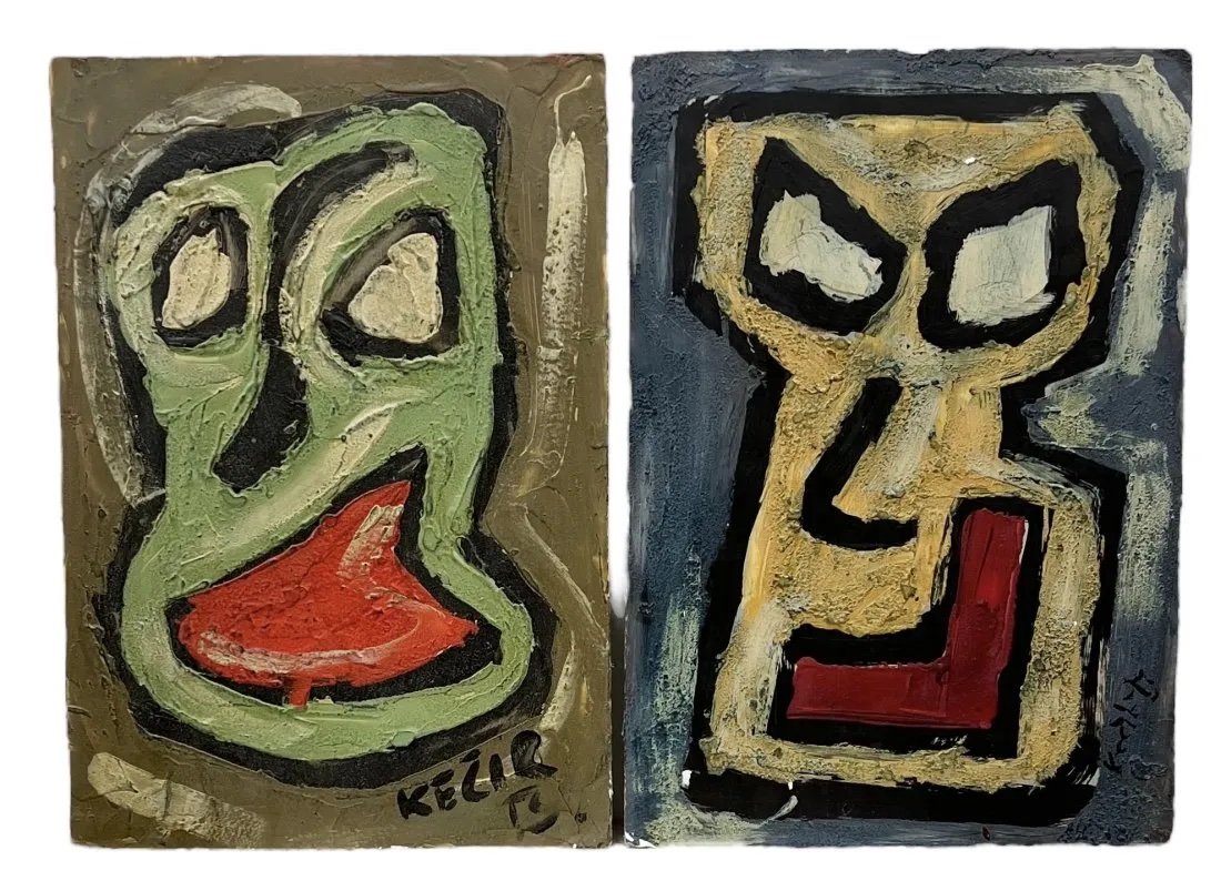 SAMUEL BOHUMIL KECIR (1904-1987, Czech Republic) Pair Of Abstracts: Oil on board 20 x 16 in