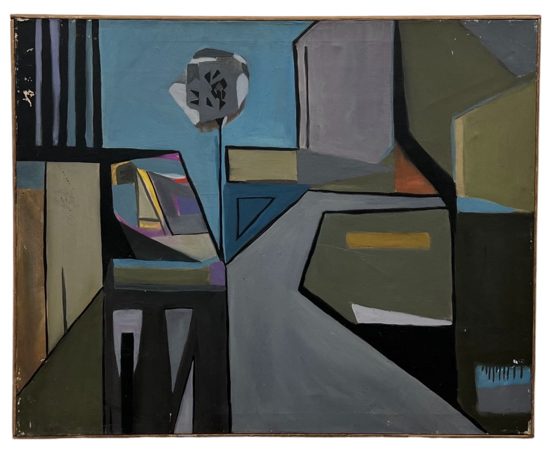 ROGER LAPELLE (20th c, American) Cubist Abstract: Oil on canvas 30 x 40in