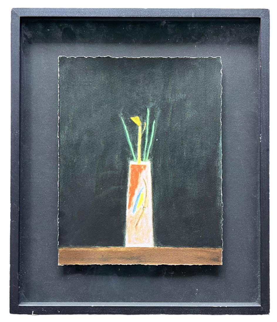 Craigie Aitchison Screenprint Still Life: 11 x 8.5 in, 16 x 13.5 in (framed). John Ronald Craigie Aitchison CBE RSA RA (13 January 1926 - 21 December 2009) was a Scottish painter. He was best known for his many paintings of the Crucifixion, o