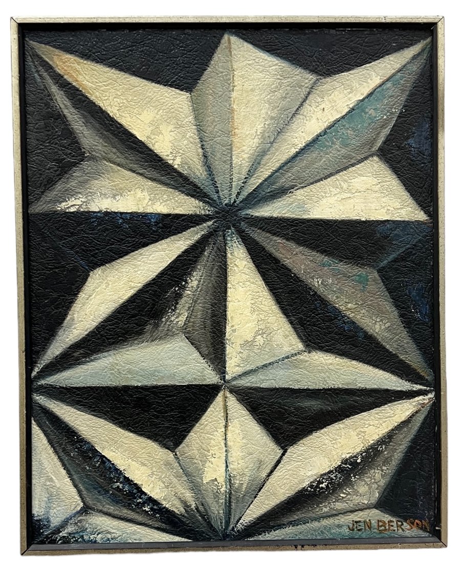 JEN BERSON (20th c, American) Mid-Century Modern Abstract: Oil on board 20 x 16 in, 21 x 17 in (framed)