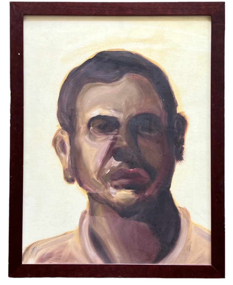 Modernist Portrait Of A Man, Style Of Francs Bacon: Oil on board 25 x 20 in