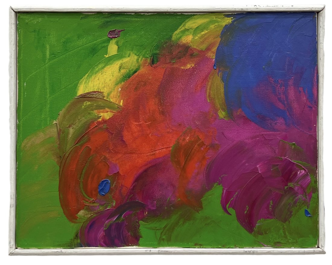 Vintage Abstract Expressionism Painting, Illegible Signature: Oil on canvas 11 x 14 in