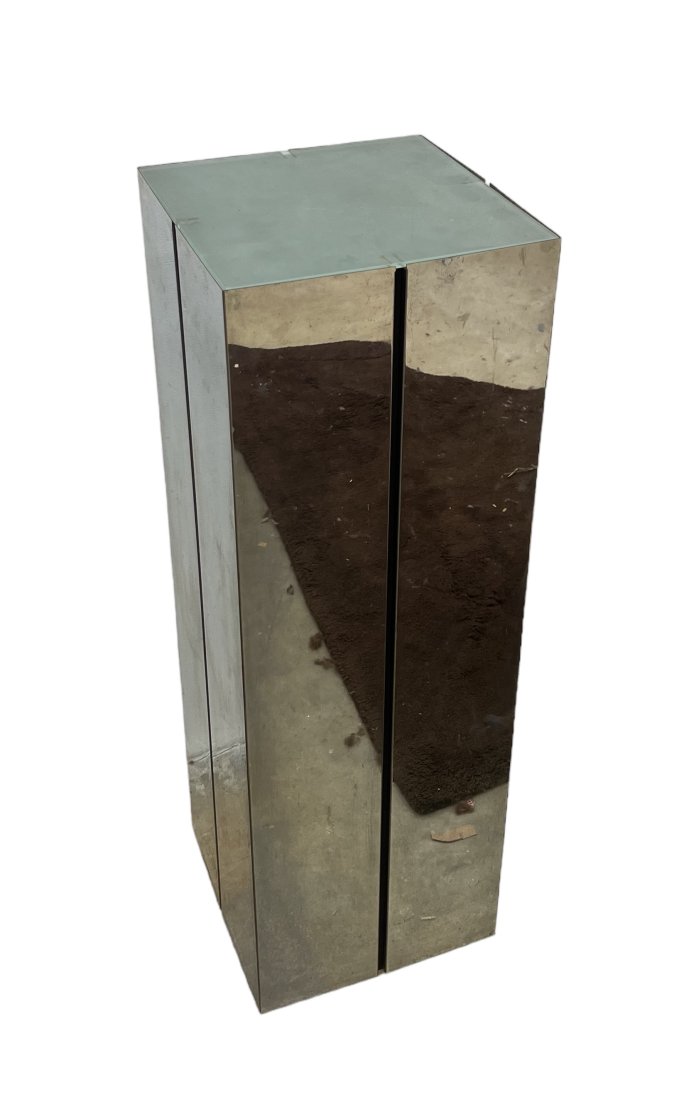 Neal Small Chrome Lighted Pedestal: Size 42 x 14 x 14 in