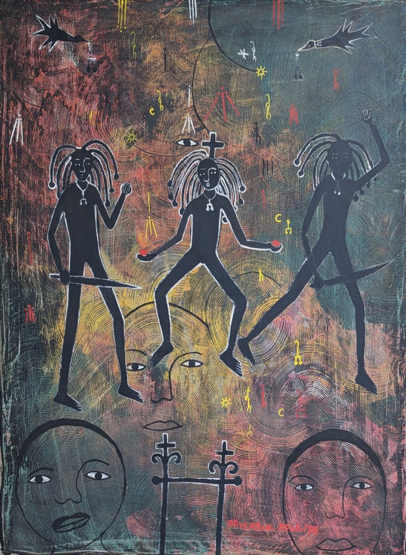 STIVENSON MAGLOIRE (1963-1994, Haitian): Acrylic on canvas 30 x 24 in