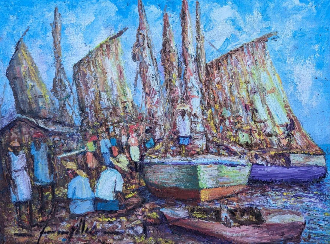 JEAN MADSEN GILLES (20th c, Haiti): Oil on canvas 16 x 12 in