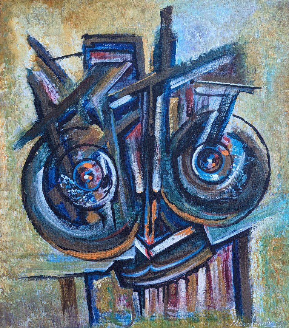 FRANZ MILFORD (20th c, Haiti) Abstract: Acrylic on canvas 24 x 20 in