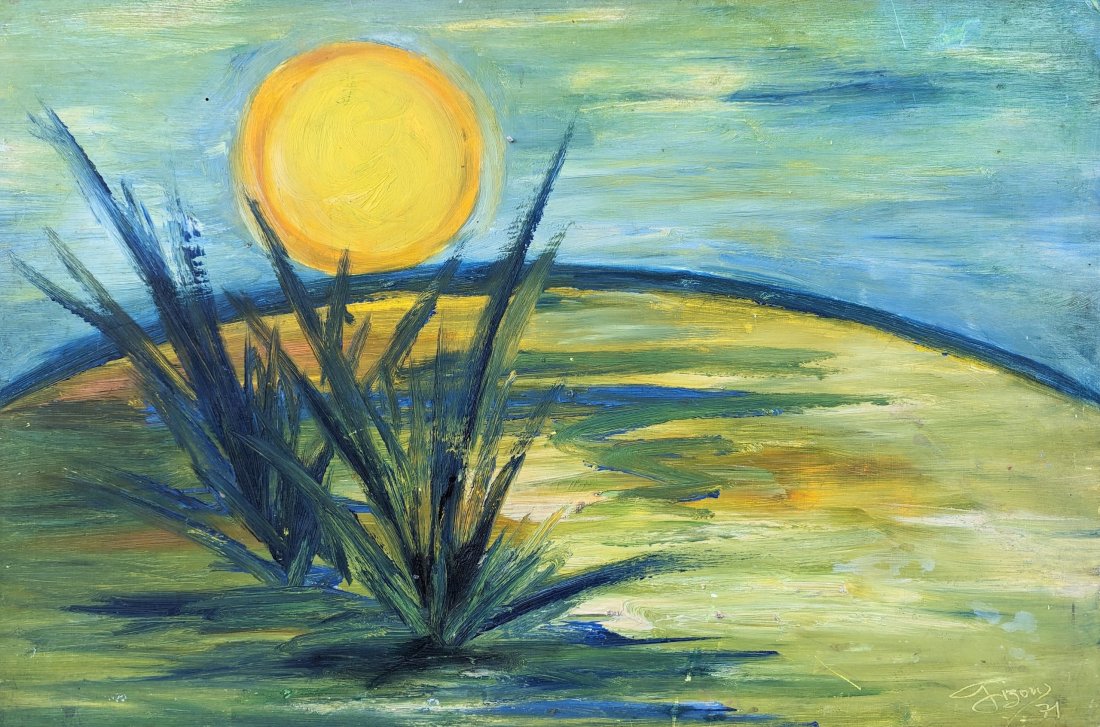 GIZOU LAMOTHE (20th c, Haiti) Landscape 1971: Oil on masonite 24 x 16 in