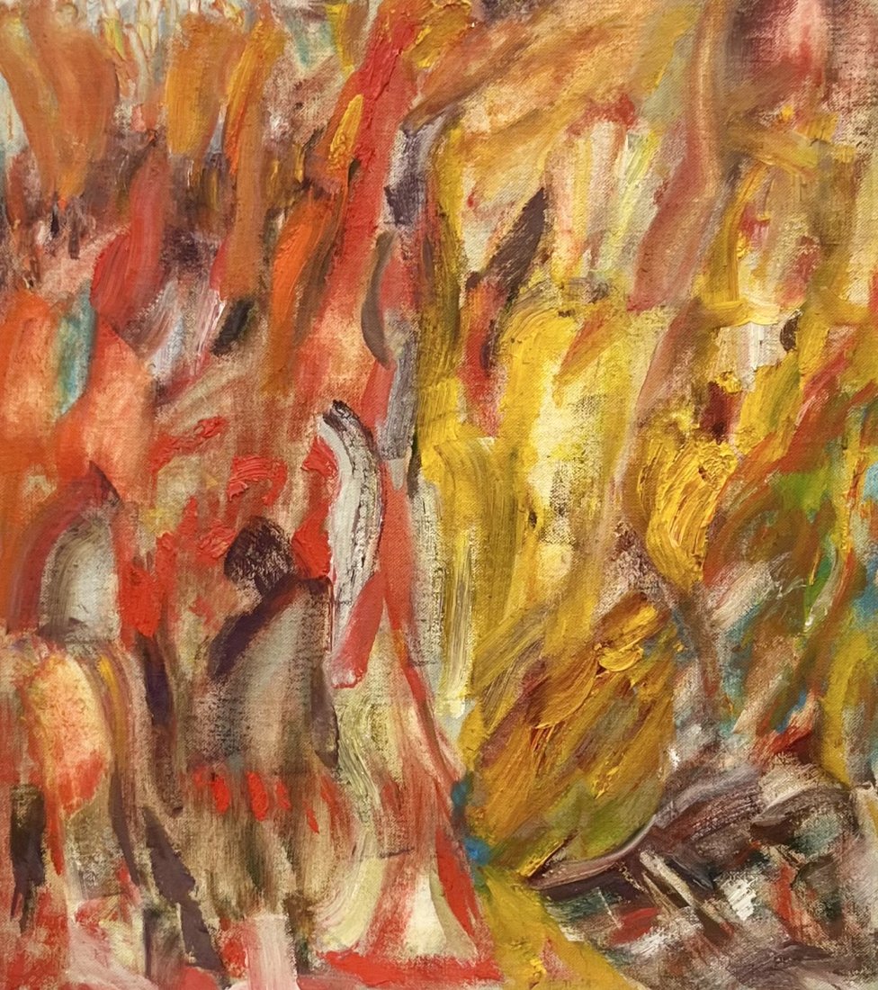 FRANK MONTGOMERY (20th c, American) Abstract, Brooklyn Artist: Oil on canvas 25 x 22 in