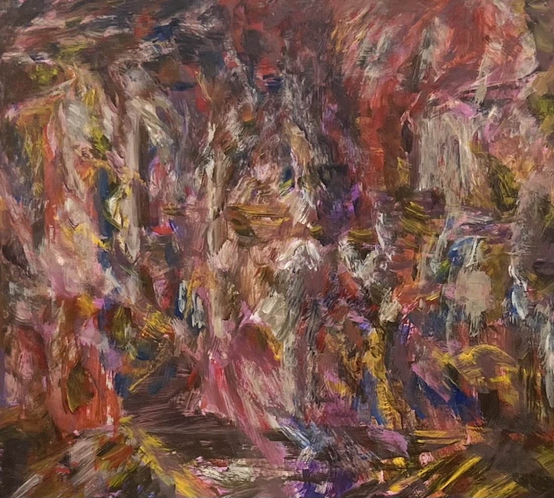 FRANK MONTGOMERY (20th c, American) Abstract, Brooklyn Artist: Oil on masonite 38 x 34 in