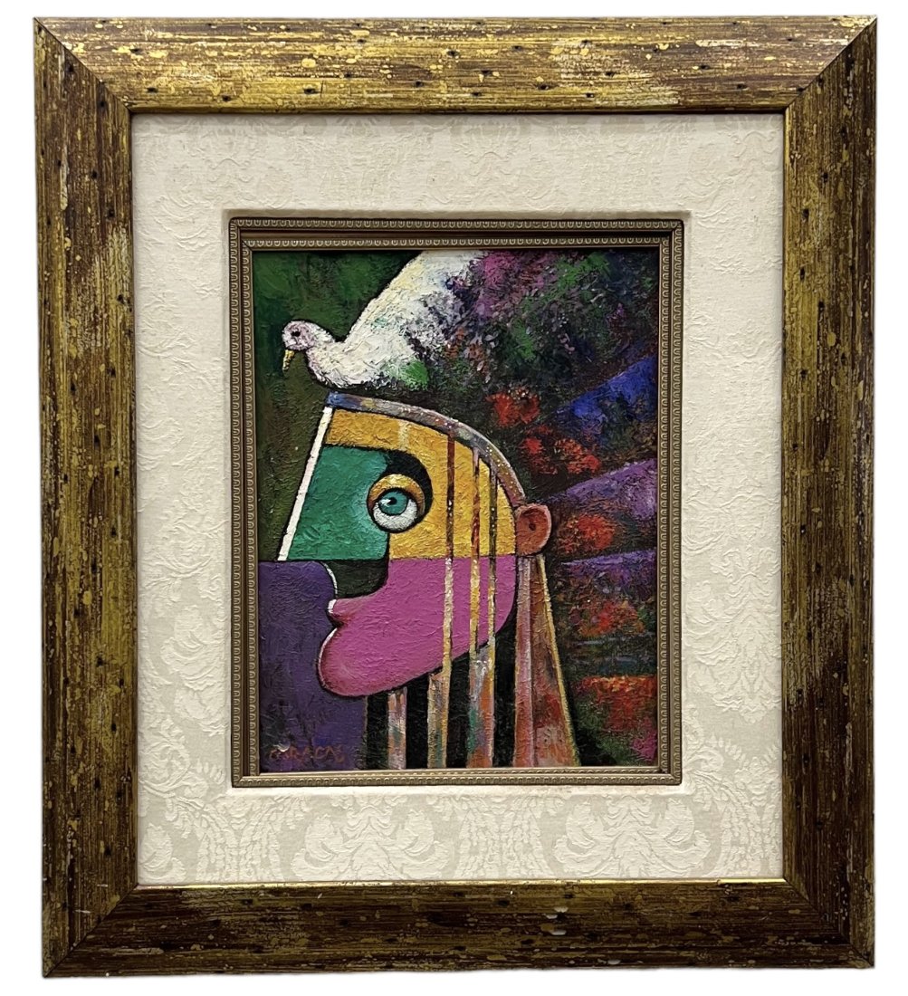 CESAR CARACAS (1935-2011, Nicaragua) Cubist: Oil on board 15 x 12 in, 25 x 22 in