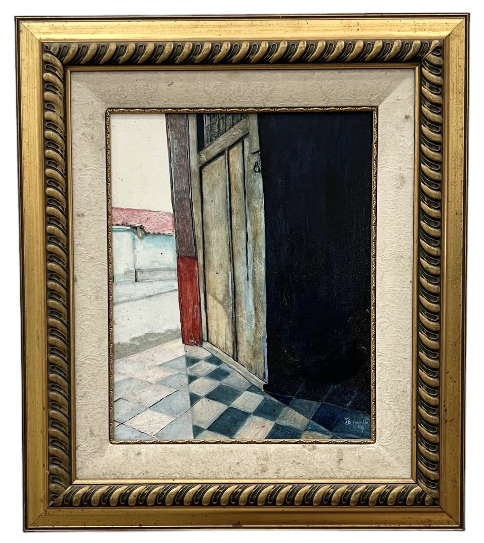 JC ARGUELLO (20th c, Nicaragua) Street Scene, Impressionist: Oil on board 16 x 20 in, 26.5 x 30 in (framed)