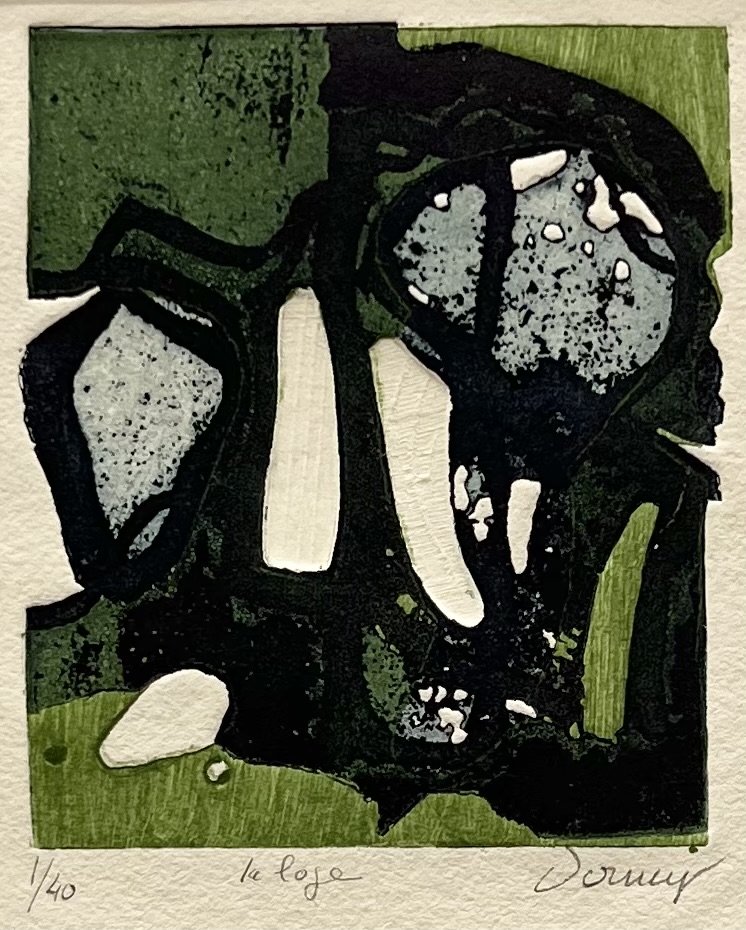Mid-Century Modern Aquatint Abstract, Signed: 5 x 6 in