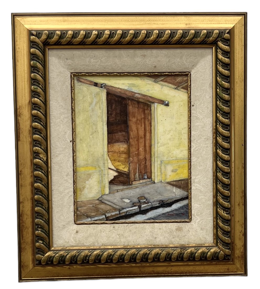 JC ARGUELLO (20th c, Nicaragua) Street Scene, Impressionist: Oil on canvas 14 x 11 in, 24.5 x 21.5 in (framed)