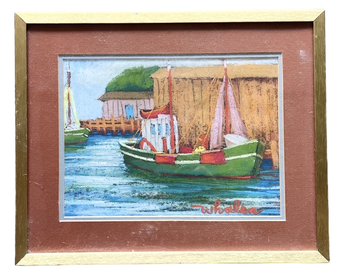 Christine Whalen-Waller Gloucester MA Harbor Scene: Pastel on paper 12 x 9 in