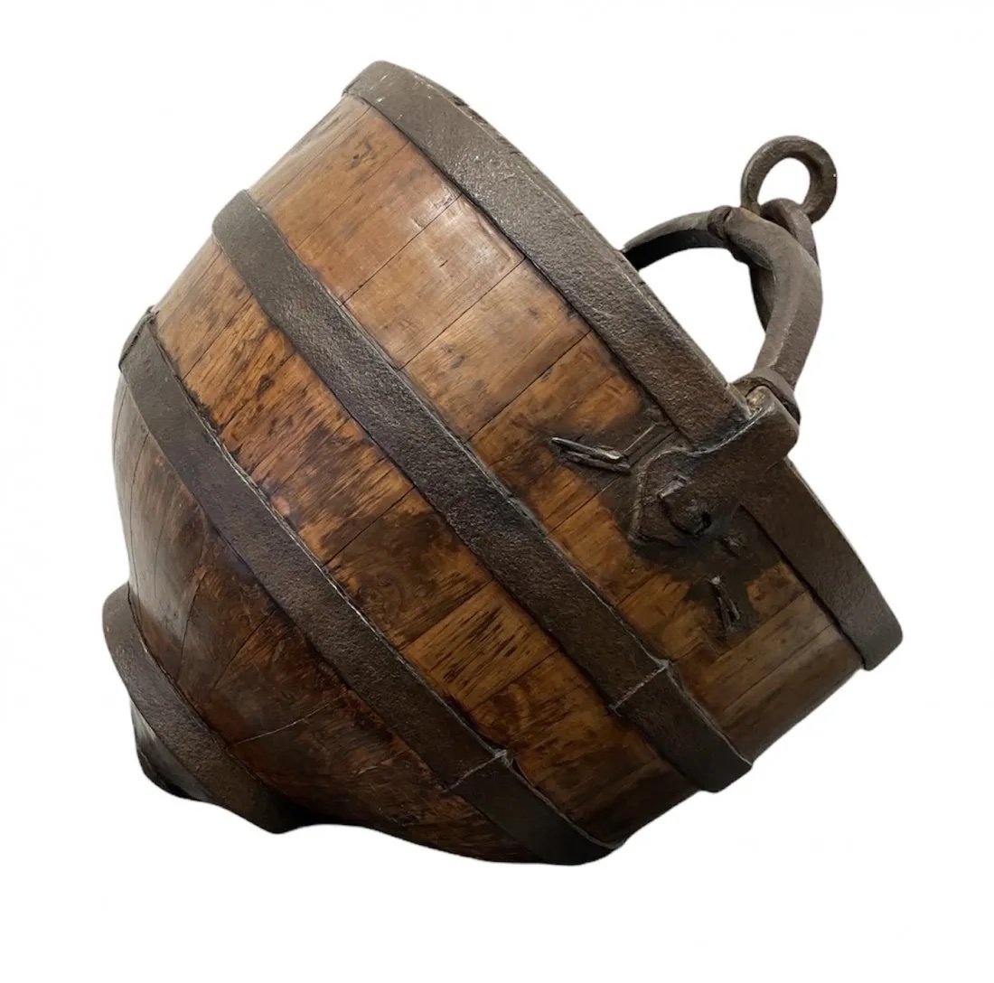 Antique Chinese Water Bucket: Size 15 inches deep x 18 1/2 inches wide