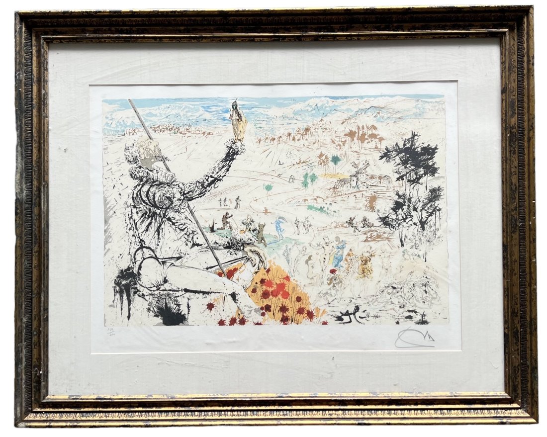 Salvador Dali L'Age d'Or de la suite Don Quichotte de la Mancha 1957 Signed Lithograph: Size 24 x 16 in (image), 35.5 x 28.5 in (framed)