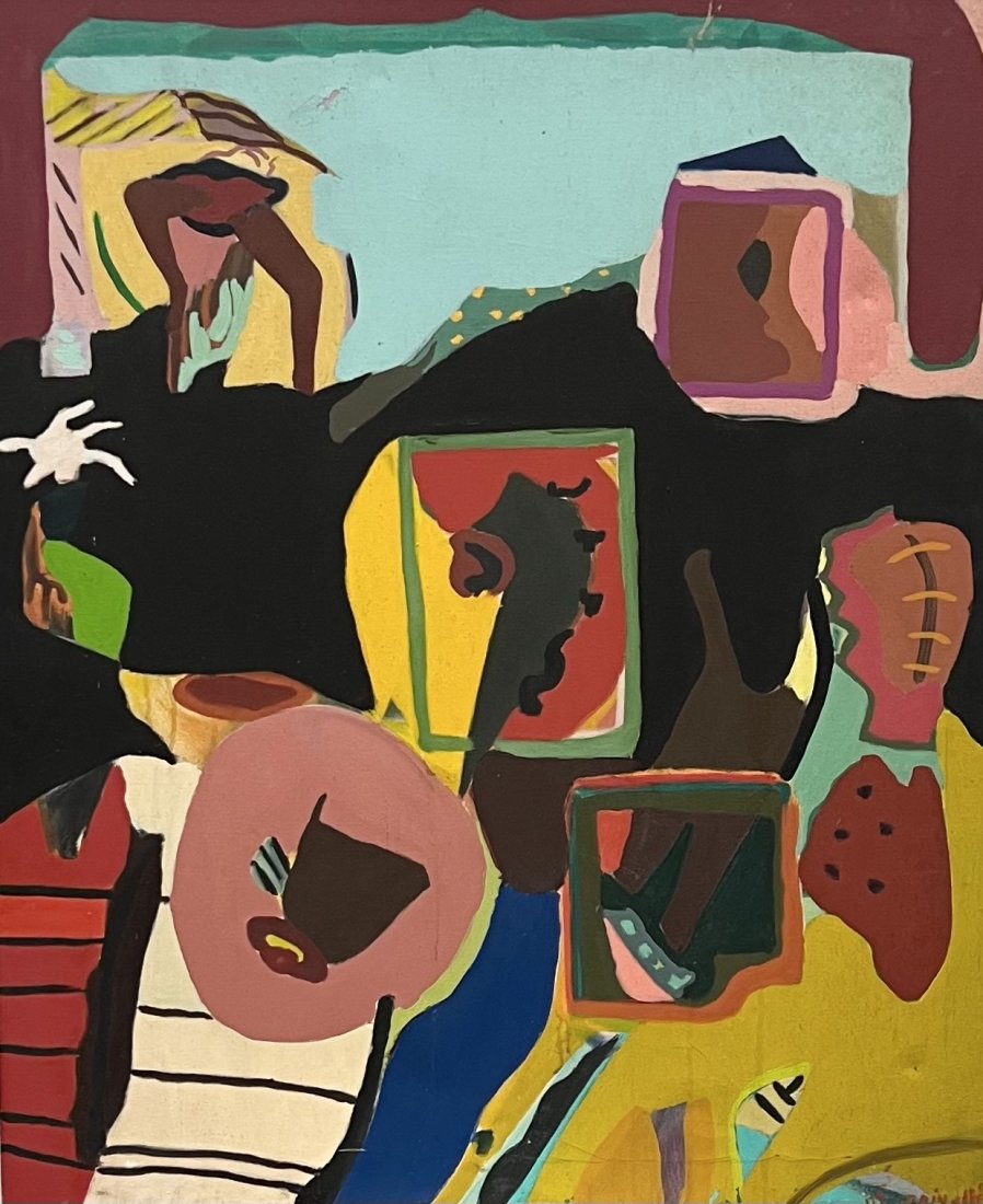 PETER SPINELLI (20th c, American) Cubist Abstract: Oil on canvas 36 x 30 in