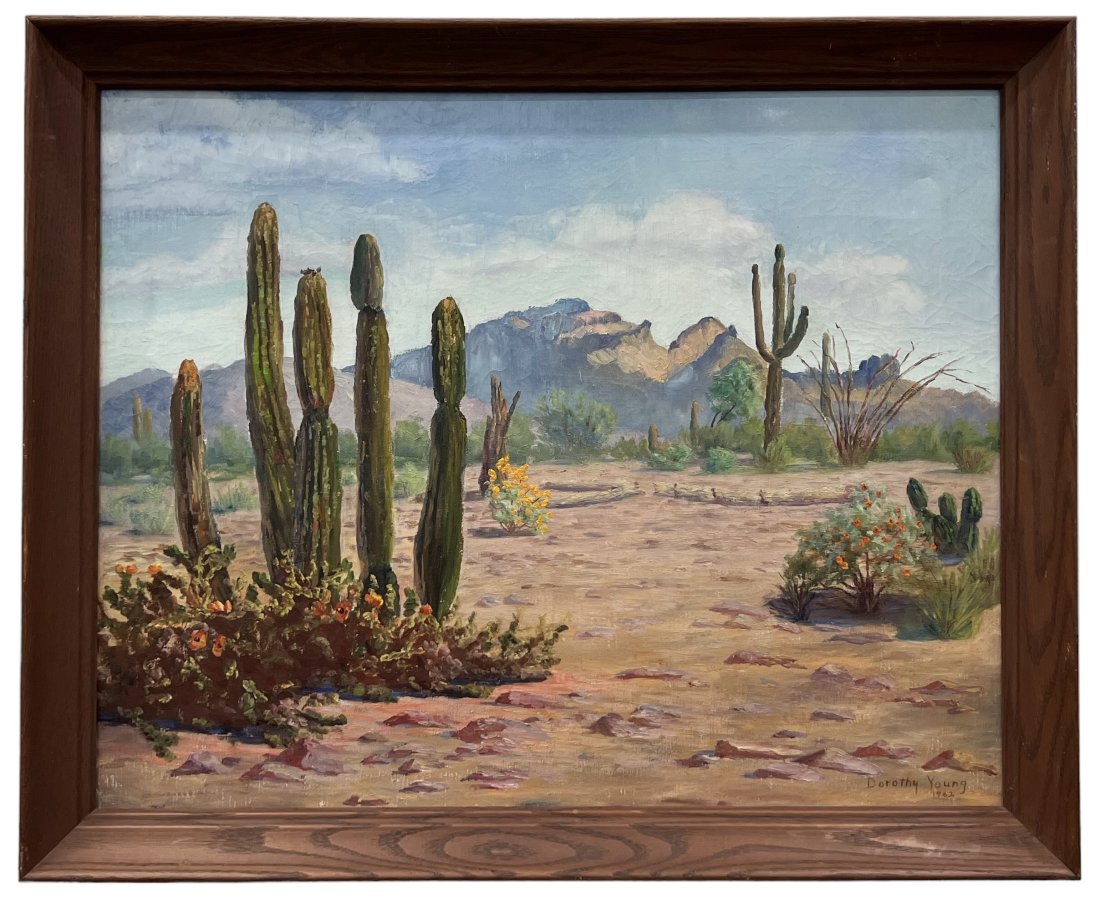 DOROTHY YOUNG (1903-1993, American) Southwestern Landscape, Missouri Artist: Oil on canvas 30 x 24 in, 33 1/4 x 27 1/4 in (framed)