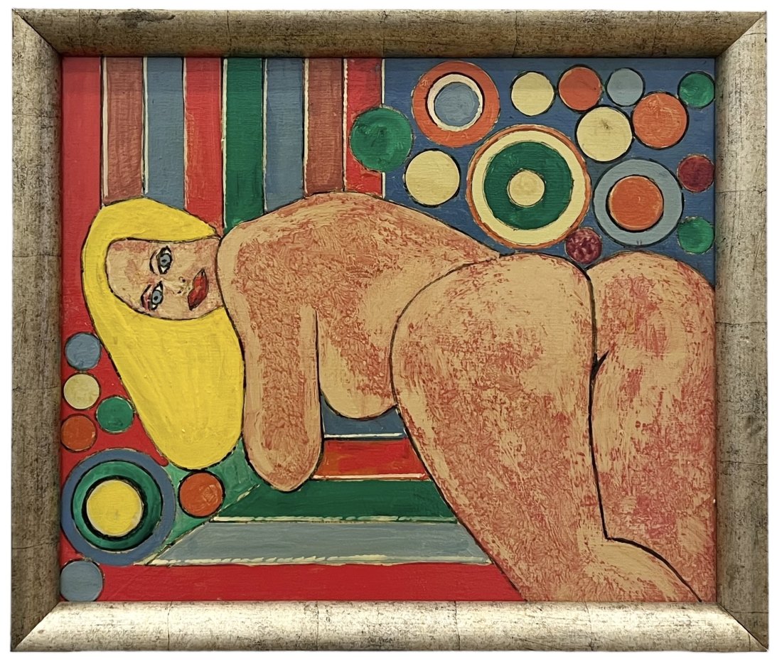 Modernist Nude Painting Of A Woman, Unsigned: Calder elements. Oil on canvas 24 x 20 in