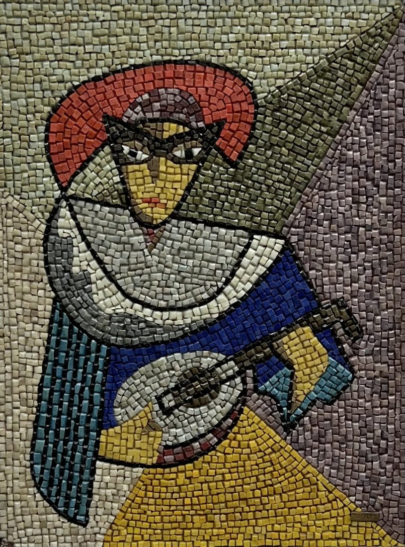 Mid-Century Mexican Modernism Cubist Mosaic: Size 32 x 24 in