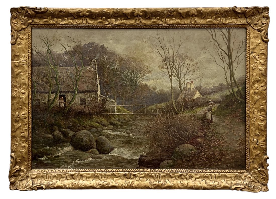 ALBERT V JONES (20th c, English) Impressionist Landscape: Oil on canvas 30 x 20 in, 35 x 25 in (framed)