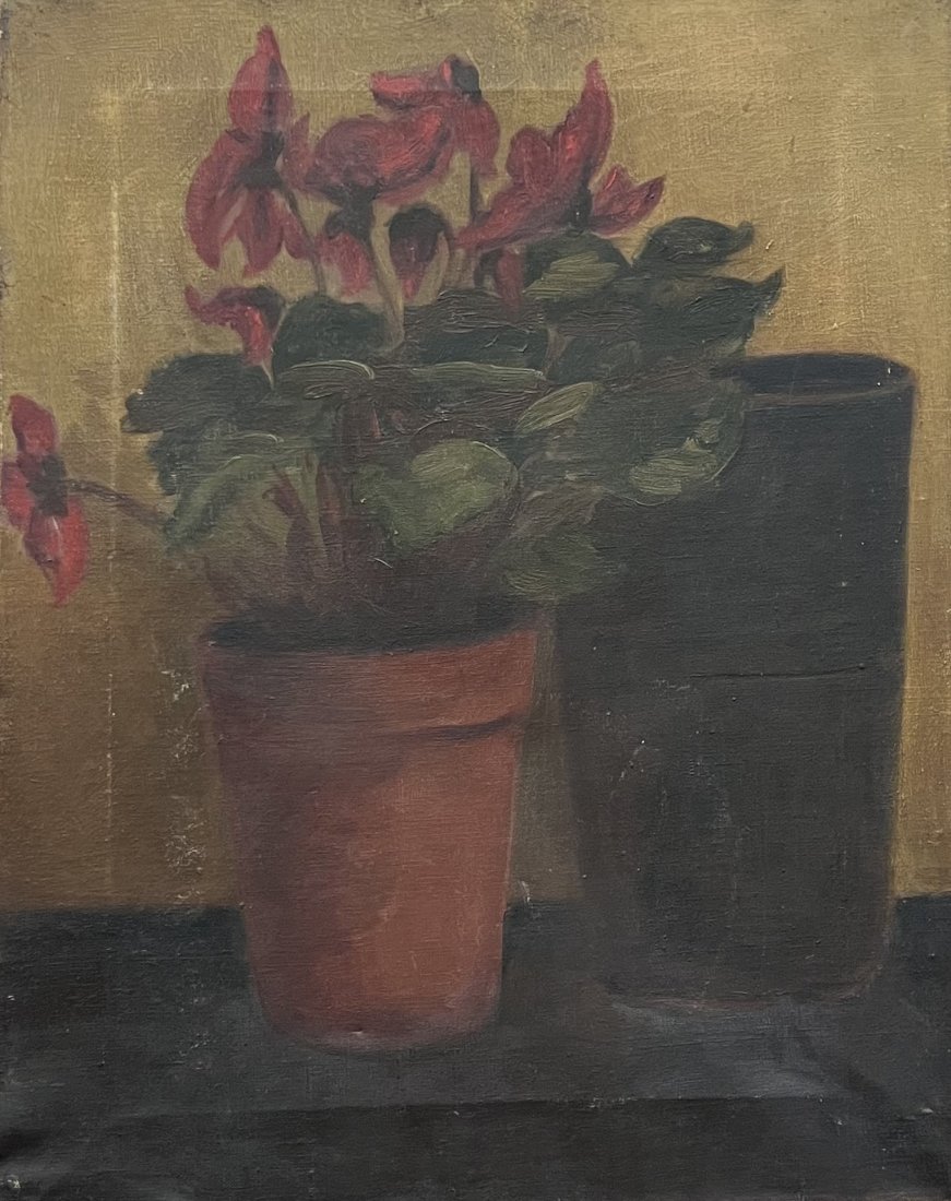 19th Century Still Life Of Flowers Signed On Back: Oil on canvas 18 x 14 in