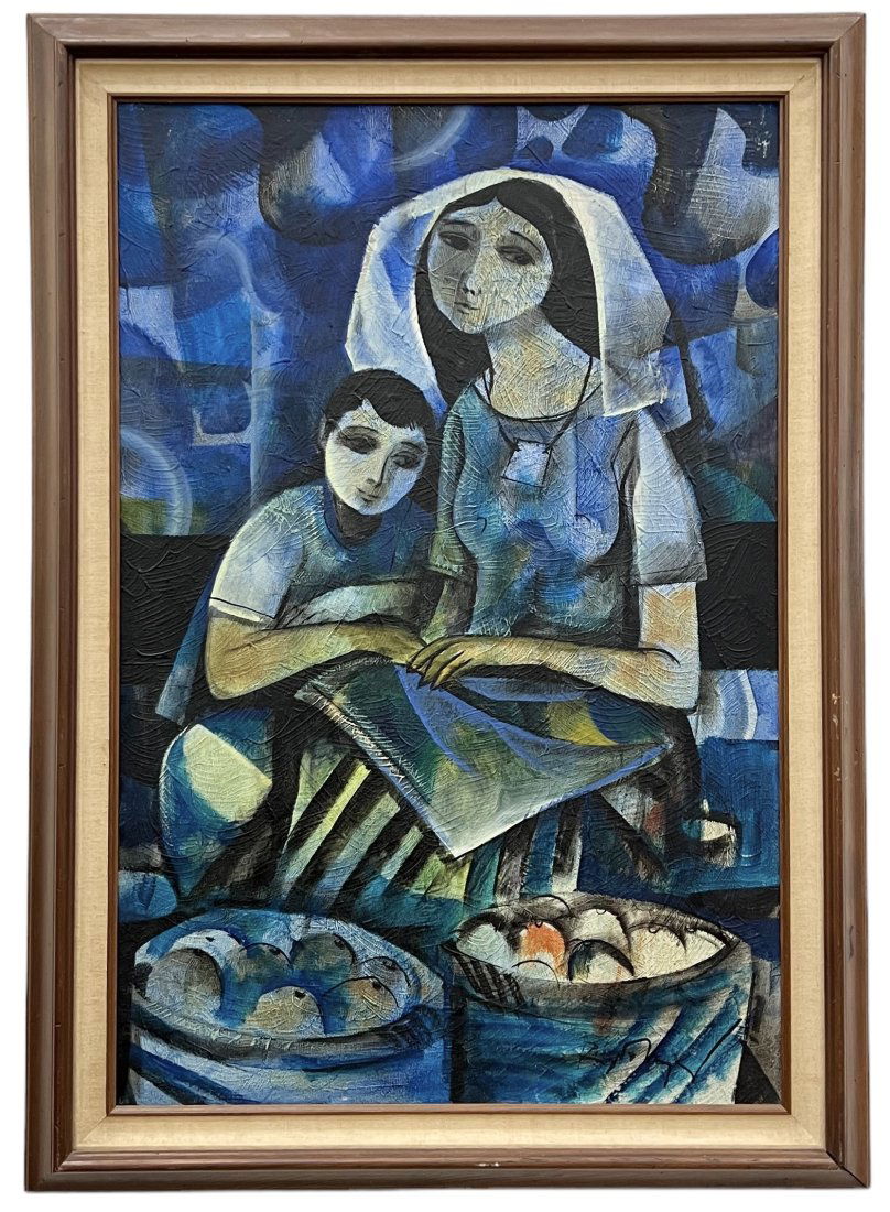 ROGER SAN MIGUEL (b. 1941, Philippines) Cubist: Oil on canvas 36 x 24 in, 42 x 30 in (framed)