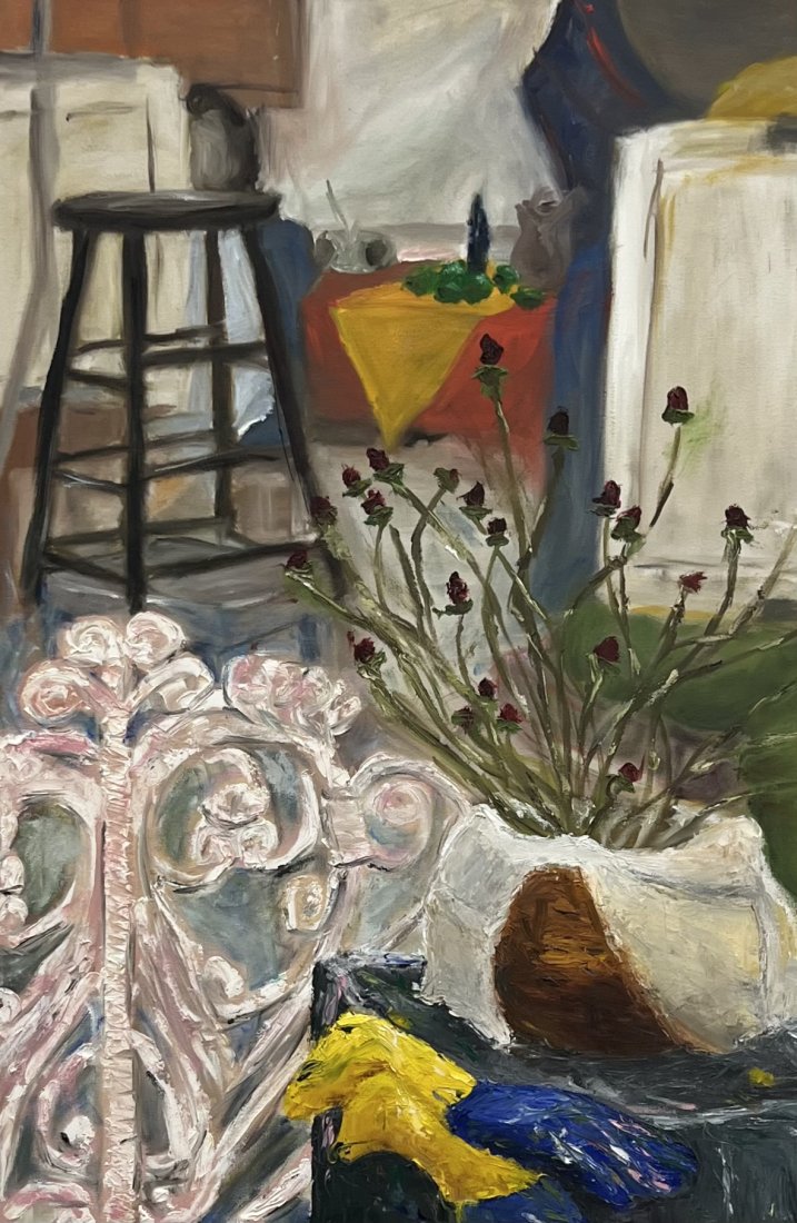 Artist Studio Still Life Painting, Signed Tim Murray North Carolina Artist Asheville: Oil on canvas 36 x 24 in