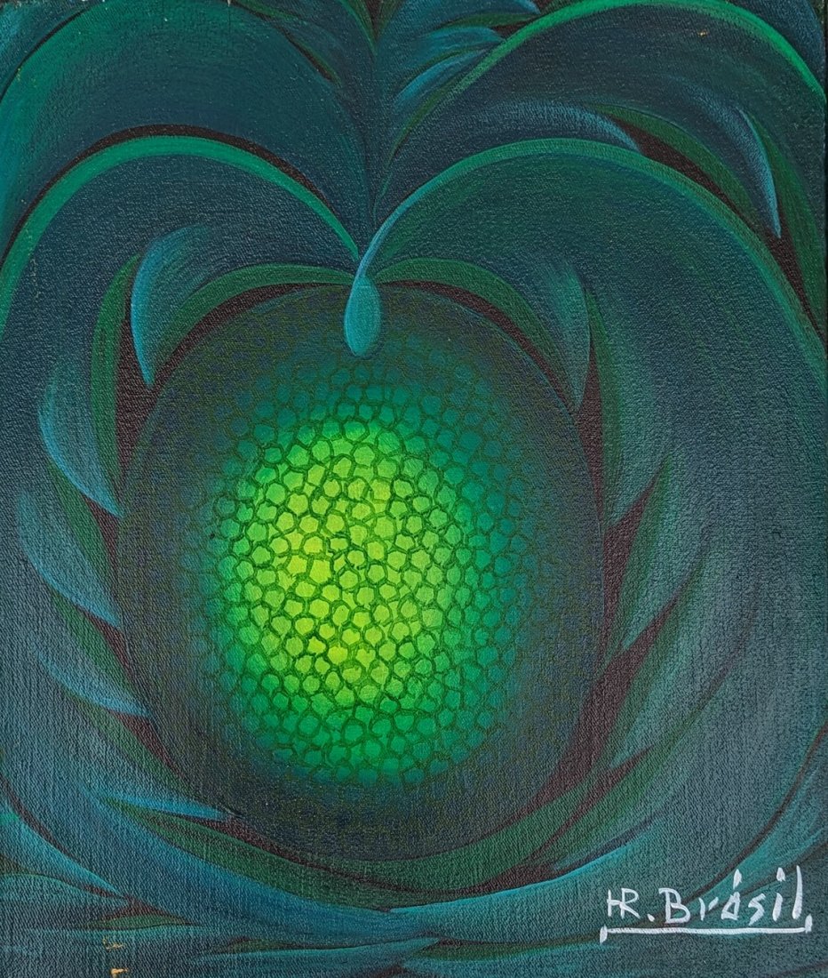 HENRI ROBERT BRESIL (1952-1999, Haiti) Abstract: Oil on canvas 12 x 10 in