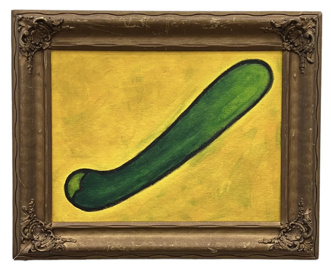 TIM RAY FISHER (20th c, American) Amish Dildo: Acrylic on board 9 x 12 in, 12.5 x 15.5 in (framed)
