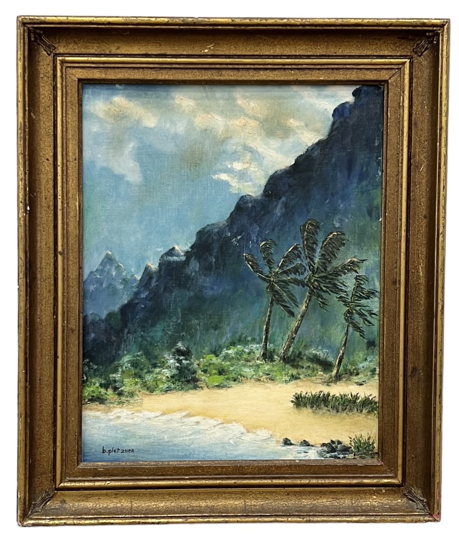 BETTY PLETZNER (20th c, American) Impressionist Hawaii Coastal Landscape: Oil on board 20 x 16 in, 26 x 22 in (framed)