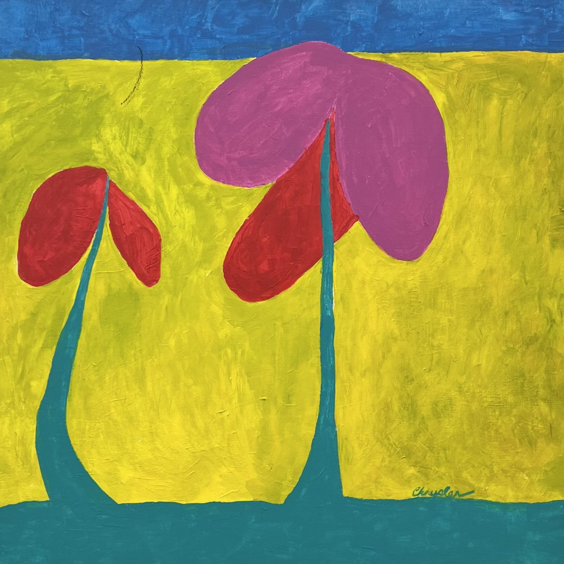 LINDA CHRYSLER (b. 1939, California) Carmel Artist, Flowers: Acrylic on canvas 36 x 36 in