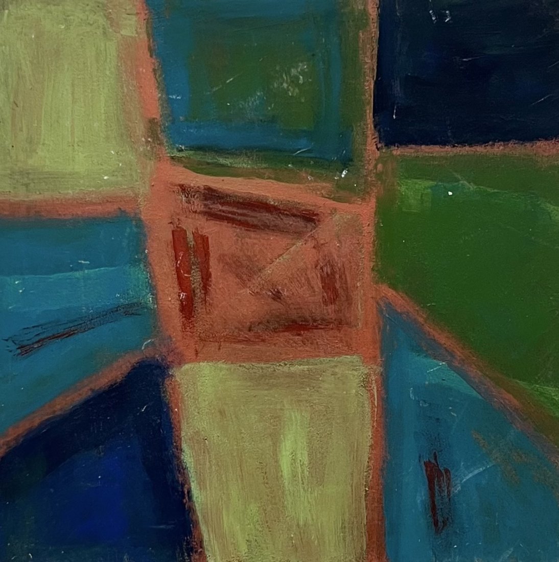 TIM RAY FISHER (20th c, American) Abstract: Acrylic on wood 10 x 10 in