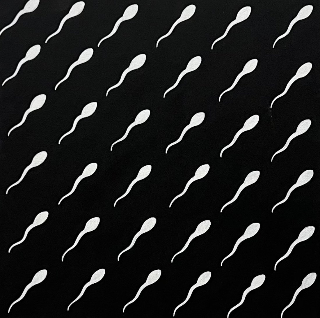 TIM RAY FISHER (20th c, American) Black & White Abstract: Acrylic on canvas 20 x 20 in